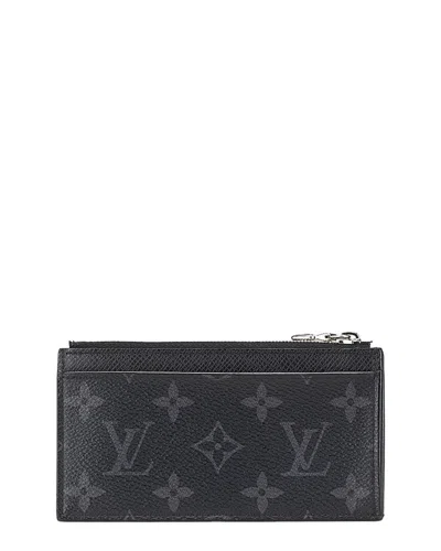 Pre-owned Louis Vuitton Black Monogram Eclipse Reverse Coin Card Holder (authentic Pre-  Loved)