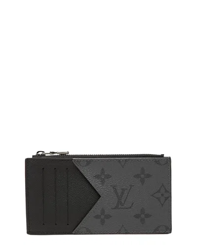 Pre-owned Louis Vuitton Black Monogram Eclipse Reverse Coin Card Holder (authentic Pre-  Loved) In Black/black