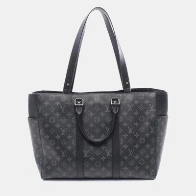 Pre-owned Louis Vuitton Black Monogram Eclipse Sac Plat 24h Tote