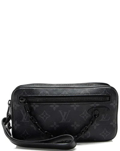 Pre-owned Louis Vuitton Black Monogram Eclipse Volga Pochette (authentic Pre-loved)