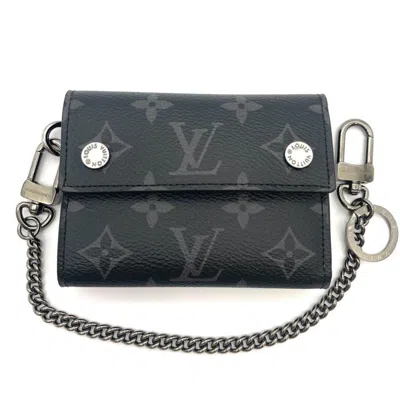 Pre-owned Louis Vuitton Black Monogram Eclipse Wallet (tri-fold) ()