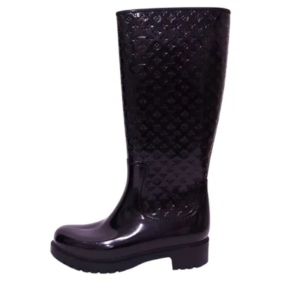 Pre-owned Louis Vuitton Black Monogram Embossed Knee-high Rain Boots - Eu 38