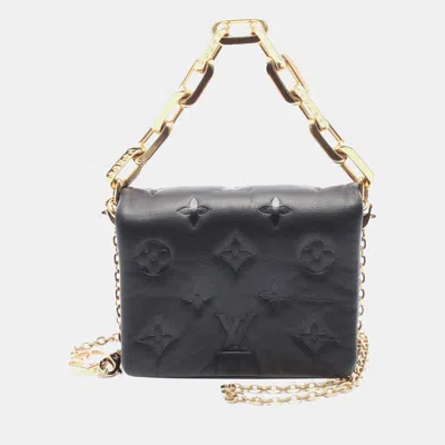 Pre-owned Louis Vuitton Black Monogram Embossed Puffy Lambskin Coussin Belt Bag