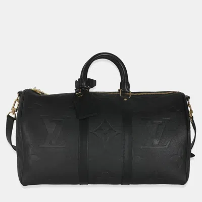 Pre-owned Louis Vuitton Black Monogram Empreinte Giant Keepall Bandouliere 45 Bag