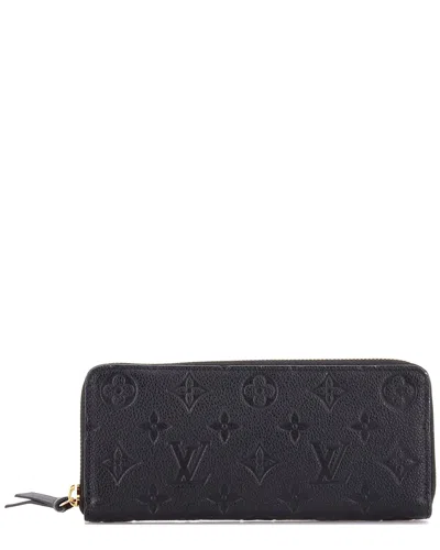 Pre-owned Louis Vuitton Black Monogram Empreinte Leather Clemence Wallet (authentic Pre-  Loved)