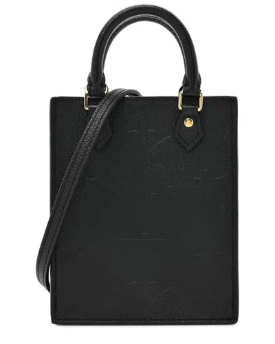 Pre-owned Louis Vuitton Black Monogram Empreinte Leather Giant Petit Sac Plat (authentic Pre-loved)