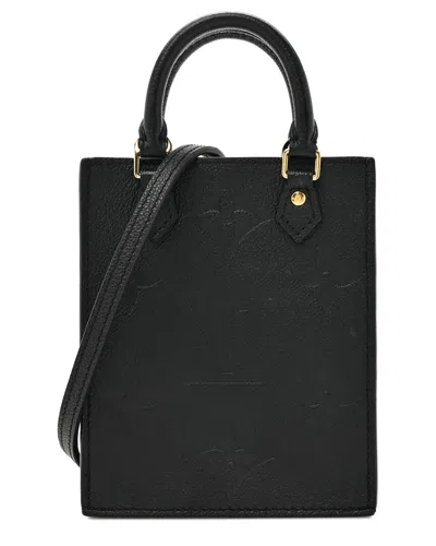 Pre-owned Louis Vuitton Black Monogram Empreinte Leather Giant Petit Sac Plat (authentic Pre-loved)