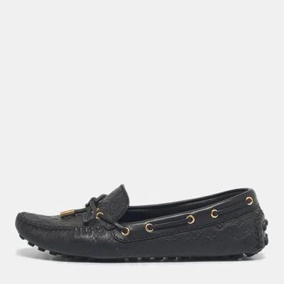 Pre-owned Louis Vuitton Black Monogram Empreinte Leather Gloria Loafers Size 39