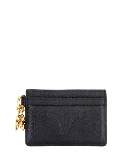 Pre-owned Louis Vuitton Black Monogram Empreinte Leather Lv Charms Card Holder  (authentic Pre-loved)