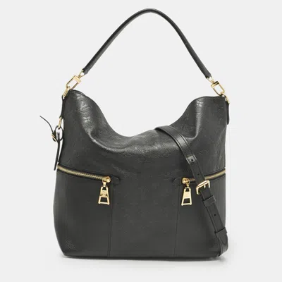 Pre-owned Louis Vuitton Black Monogram Empreinte Leather Melie Bag