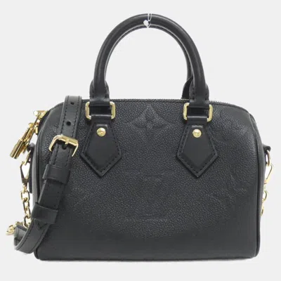 Pre-owned Louis Vuitton Monogram Empreinte Speedy Bandouliere 20cm Boston Bag In Black