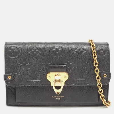Pre-owned Louis Vuitton Black Monogram Empreinte Leather Vavin Chain Wallet