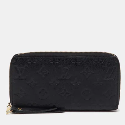 Pre-owned Louis Vuitton Black Monogram Empreinte Leather Zippy Wallet