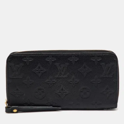 Pre-owned Louis Vuitton Black Monogram Empreinte Leather Zippy Wallet