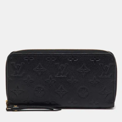 Pre-owned Louis Vuitton Black Monogram Empreinte Leather Zippy Wallet