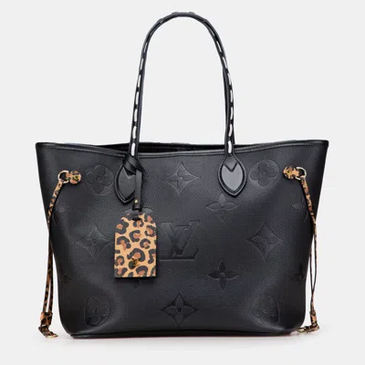 Pre-owned Louis Vuitton Black Monogram Empreinte Wild At Heart Neverfull Mm