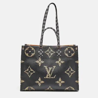 Pre-owned Louis Vuitton Black Monogram Giant Jungle Canvas Onthego Gm Bag