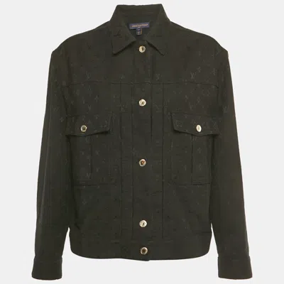 Pre-owned Louis Vuitton Black Monogram Jacquard Denim Jacket S