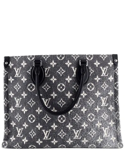Pre-owned Louis Vuitton Black Monogram Jacquard Denim Onthego Mm (authentic Pre-loved)