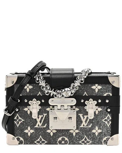 Pre-owned Louis Vuitton Black Monogram Jacquard Denim Petite Malle (authentic Pre-loved)