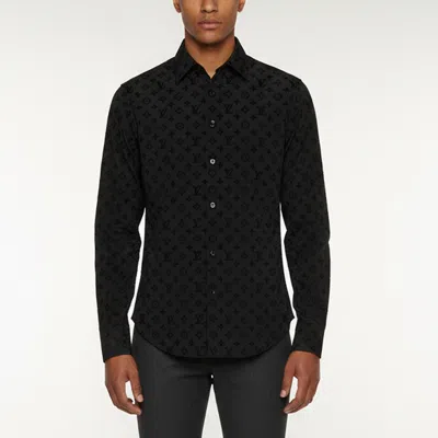 Pre-owned Louis Vuitton Black Monogram Jacquard Long Sleeve Shirt L