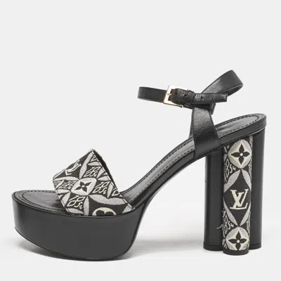 Pre-owned Louis Vuitton Black Monogram Jacquard Silhouette Platform Sandals Size 40