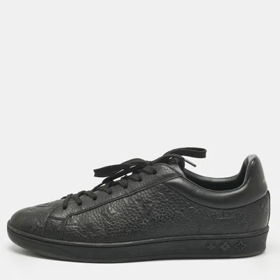 Pre-owned Louis Vuitton Black Monogram Leather Luxembourg Sneakers Size 41