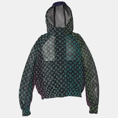 Pre-owned Louis Vuitton Black Monogram Mesh Amen Break Zip Up Jacket L