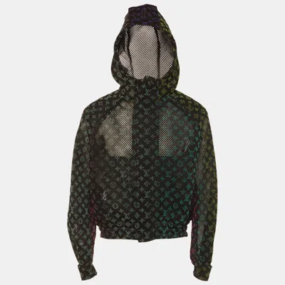 Pre-owned Louis Vuitton Black Monogram Mesh Amen Break Zip Up Jacket M