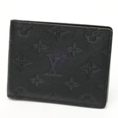 Pre-owned Louis Vuitton Black Monogram Monogram Shadow Leather Bill Wallet (bi-fold) () In Black, Monogram