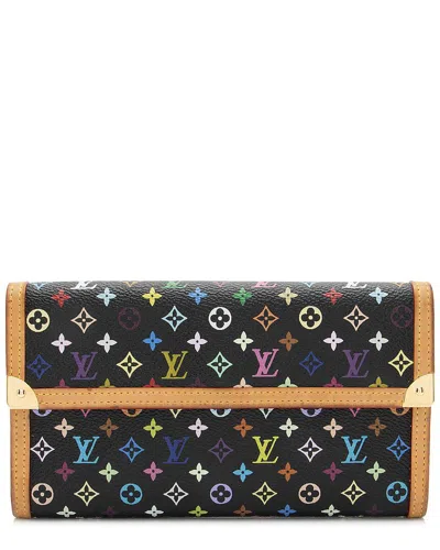 Pre-owned Louis Vuitton Black Monogram Multicolore Porte Tresor International Wallet  (authentic Pre-loved)