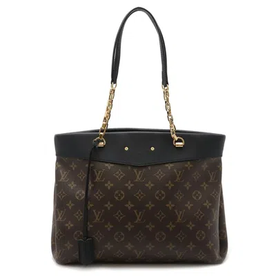 Pre-owned Louis Vuitton Black Monogram Noir Monogram Leather Tote Bag ()
