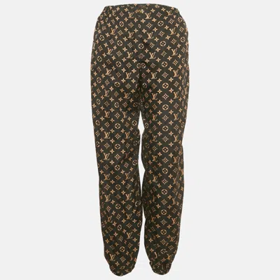 Pre-owned Louis Vuitton Black Monogram Nylon Jogger Pants M