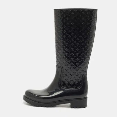 Pre-owned Louis Vuitton Black Monogram Rubber Splash Rain Boots Size 40