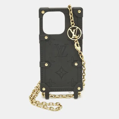 Pre-owned Louis Vuitton Black Monogram Rubber Trunk Iphone 14 Pro Case