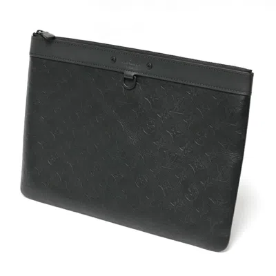 Pre-owned Louis Vuitton Black Monogram Shadow Clutch Bag Pochette ()