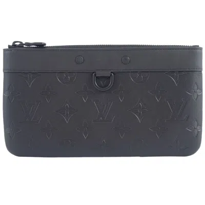 Pre-owned Louis Vuitton Black Monogram Shadow Clutch Bag Pochette ()