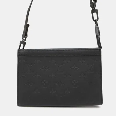 Pre-owned Louis Vuitton Black Monogram Shadow Gaston Wearable Wallet