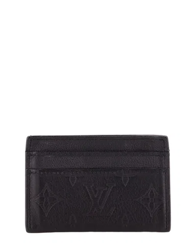 Pre-owned Louis Vuitton Black Monogram Shadow Leather Double Card Holder (authentic Pre-  Loved)
