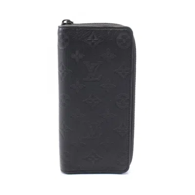 Pre-owned Louis Vuitton Black Monogram Shadow Leather Long Wallet (bi-fold) ()