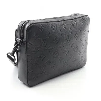 Pre-owned Louis Vuitton Black Monogram Shadow Leather Shoulder Bag ()