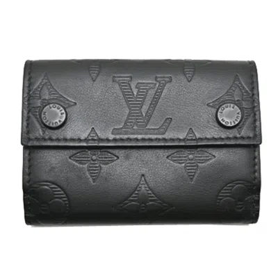 Pre-owned Louis Vuitton Black Monogram Shadow Wallet (tri-fold) ()