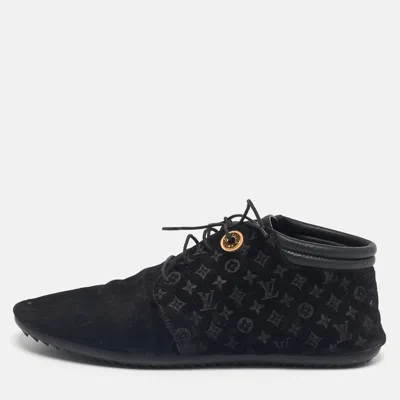 Pre-owned Louis Vuitton Black Monogram Suede Lace Up Sneakers Size 36