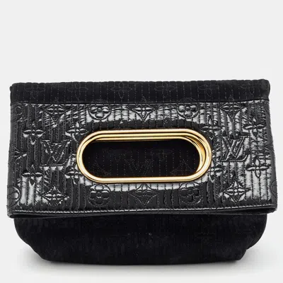 Pre-owned Louis Vuitton Black Monogram Suede Limited Edition Motard Afterdark Clutch