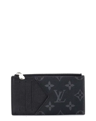 Pre-owned Louis Vuitton Black Monogram Taigarama Coin Card Holder (authentic Pre-loved)