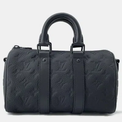 Pre-owned Louis Vuitton Black Monogram Taurillon Keepall Bandouliere 25