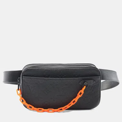 Pre-owned Louis Vuitton Black Monogram Taurillon Uniformes Solar Ray Soft Pochette Volga Belt Bag