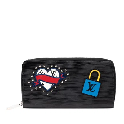 Pre-owned Louis Vuitton Black Multi-color Leather Long Wallet (bi-fold) ()