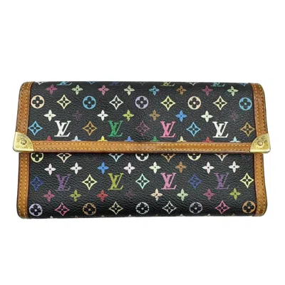 Pre-owned Louis Vuitton Black Multi-color Monogram Multicolore Long Wallet (bi-fold) ()