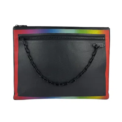 Pre-owned Louis Vuitton Black Multi-color Taiga Leather Clutch Bag Pochette ()